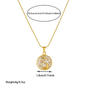 Ensemble collier et pendentif doré avec relief lune étoile et cristaux scintillants