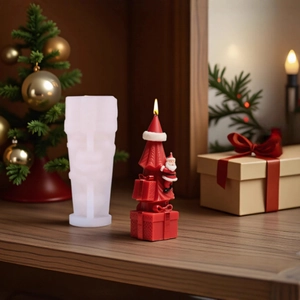 Silikonform für Weihnachtsgeschenke und rote Weihnachtsbaum-Duftkerze für DIY-Dekoration