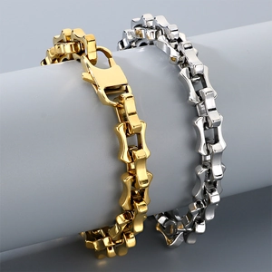 Men Stainless Steel Chain Necklace And Bracelet Heavy Geometric Link Fashion Jewelry Accessories Mechanical Style
