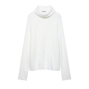 Women Turtleneck Knit Sweater Solid Color Long Sleeve Back Slit Design Elegant Autumn Winter Casual Top Polyester