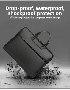 Detail of waterproof business laptop bag showing shockproof protection against impacts