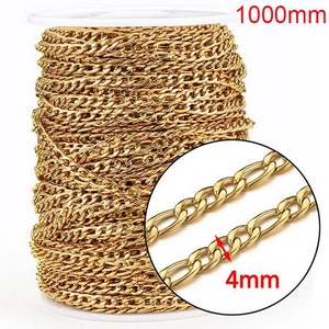 Detailed view of 18k gold plated stainless steel 4mm wide bulk chain links for DIY