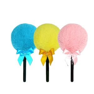 Fairy Wand Lollipop Shape Powder Puff Long Plush Soft Velvet Handheld Loose Powder Tool With Ribbon Bow Cute
