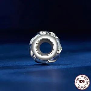 S925 sterling silver spiral wavy spacer bead for DIY charm bracelets and jewelry