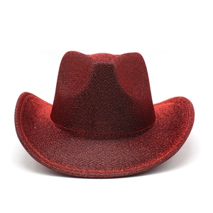 Western style sparkling red cowboy hat with glitter finish for party and performance