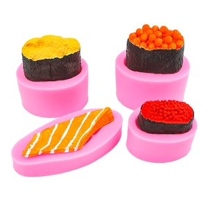 4-piece silicone mold set for realistic DIY salmon and sea urchin sushi soap or candles