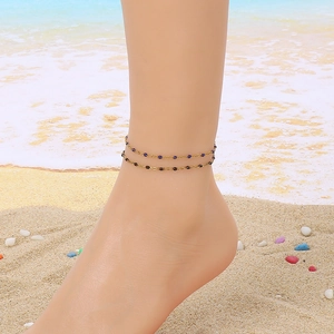 Colorful Bead Anklet Stainless Steel Minimalist Boho Foot Chain Jewelry For Women Adjustable Beach Accessories