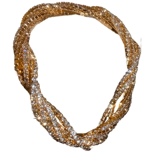 Sparkling multi-layer wrap bracelet with elegant crystals and premium gold metal finish