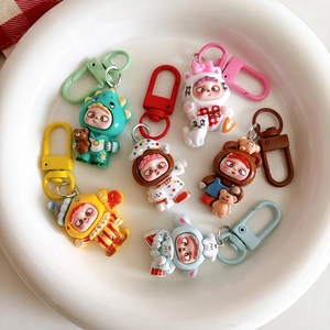 Cute Cartoon Character Keychain Pendant Resin PVC Dress Up Doll Bag Charm For Girls Backpack Decoration Gift