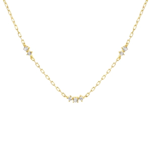Minimalist 18k gold plated necklace featuring sparkling micro-pave cubic zirconia accents