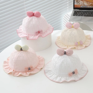 Chapeaux de soleil en dentelle pour bébé avec jacquard coeur et nœuds en plusieurs couleurs
