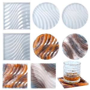 Stampi Per Sottobicchieri In Silicone Per Colata Di Resina Texture Onda Montagna Rotondi E Quadrati Strumenti Fai Da Te