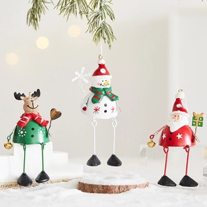 Creative wrought iron Christmas tree ornaments featuring reindeer snowman and Santa