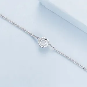 Exquisite S925 sterling silver chain bracelet with UV light-reactive rose flower charm