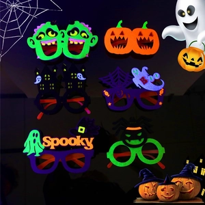 Halloween Decorative Glasses Headbands Fluorescent Felt Plastic Pumpkin Ghost Spider Cosplay Party Photo Props