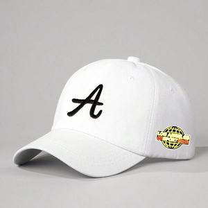 Casquette de baseball en coton blanc avec broderie A noire et écusson Los Angeles