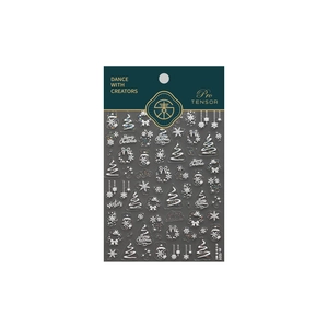 5D embossed Christmas nail art stickers with white glitter snowflakes and tree designs