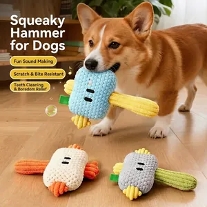 Squeaky Hammer Plush Dog Toy Bite Resistant Teeth Cleaning Soft Interactive Stuffed Pet Chew Toy
