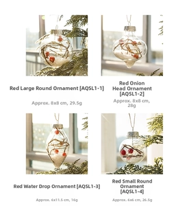 Palline di Natale trasparenti da 6cm con bacche rosse e neve in quattro forme