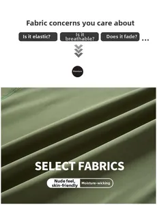Gros plan sur le tissu extensible vert olive, respirant et doux pour une peau saine
