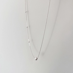 Minimalist 925 sterling silver asymmetrical snake chain necklace with polished beads