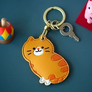 Étui mignon en cuir PU chat orange pour cartes d'accès et clés d'ascenseur de luxe