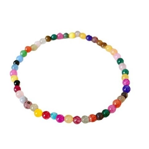 Colorful gemstone beaded bracelet with vibrant assorted round stones on white background