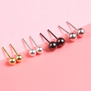 Minimalist S925 sterling silver ball stud earrings set in gold, silver and black finishes