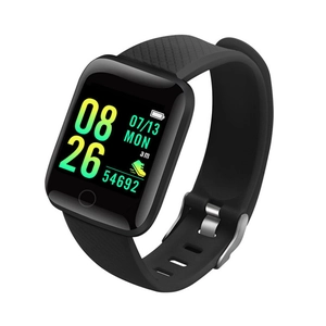Fitness tracker 116 Plus con cinturino in silicone nero e display digitale a colori