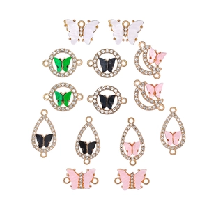 DIY butterfly pendants in gold frames with colorful acrylic inserts for necklaces