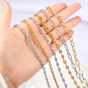 Polished gold and silver stainless steel chains in various styles for jewelry DIY