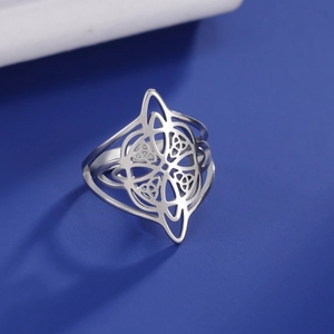 Witch Knot Ring Stainless Steel Hollow Celtic Geometric Vintage Band For Men Women Gothic Jewelry