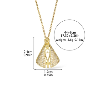 18K gold plated Our Lady of Aparecida necklace with white cubic zirconia crystals