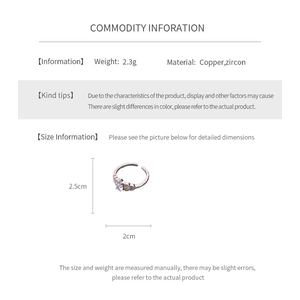 Detailed size specifications for rose gold crown ring with cubic zirconia measurements