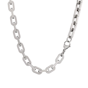 7mm silver stainless steel paperclip chain necklace with lobster clasp for men