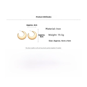 Polished gold crescent hoop earrings with S925 silver pins, 4cm diameter and 19.5g weight