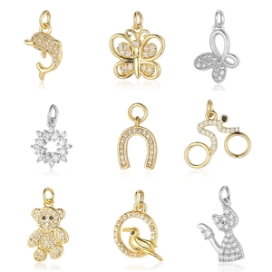 Golden and silver assorted animal pendants with cubic zirconia for DIY jewelry
