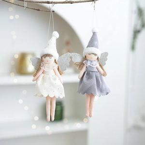 Poupées anges de Noël en peluche avec ailes pailletées et jupes en tulle pour sapin