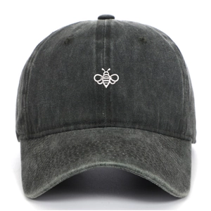Bee Embroidery Washed Cotton Baseball Cap Vintage Distressed Adjustable Sun Hat For Women Outdoor Casual
