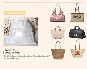 Detailed view of extra large 50x50cm dustproof drawstring bag for luxury handbag storage