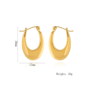 Detailed view of gold plated teardrop earrings with dimensions 26mm by 17mm and 10g weight