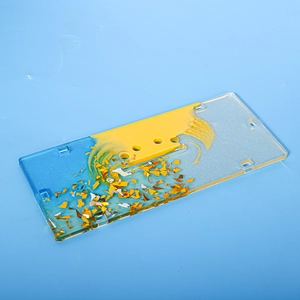 Individuelle Acryl-Tastaturplatte mit Farbverlauf und Goldfolie für mechanische DIY-Tastaturen