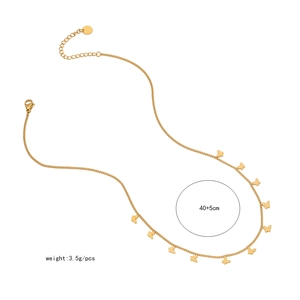 Detailed view of golden butterfly necklace showing 40+5cm length and 3.5g weight info