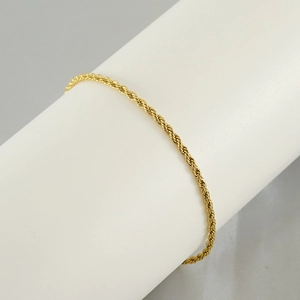 Elegant 2mm gold plated titanium steel rope chain anklet for women with twist texture