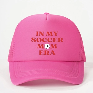 Casquette trucker rose avec imprimé In My Soccer Mom Era et filet respirant au dos