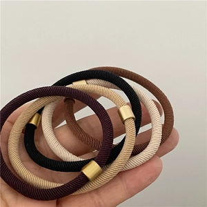 Neutral high-elasticity hair ties set with matte gold metal buckles for ponytails