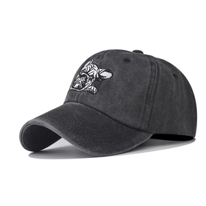 Washed Cotton Baseball Cap Vintage Distressed Dad Hat With Animal Dog Cat Embroidery Adjustable Retro Casual