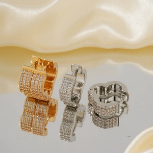 Fashion Copper Hoop Earrings With Micro Pave Zirconia Geometric Luxurious Exquisite Earrings For Women Daily Party Jewelry