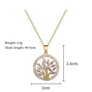 Detailed view of Tree of Life pendant with dimensions 2.6x2cm and chain length 40+5cm