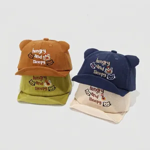 Gorra De Béisbol Para Niños Algodón Bordado Gato Orejas 3D Corona Suave Sombrero De Sol Ajustable Casual